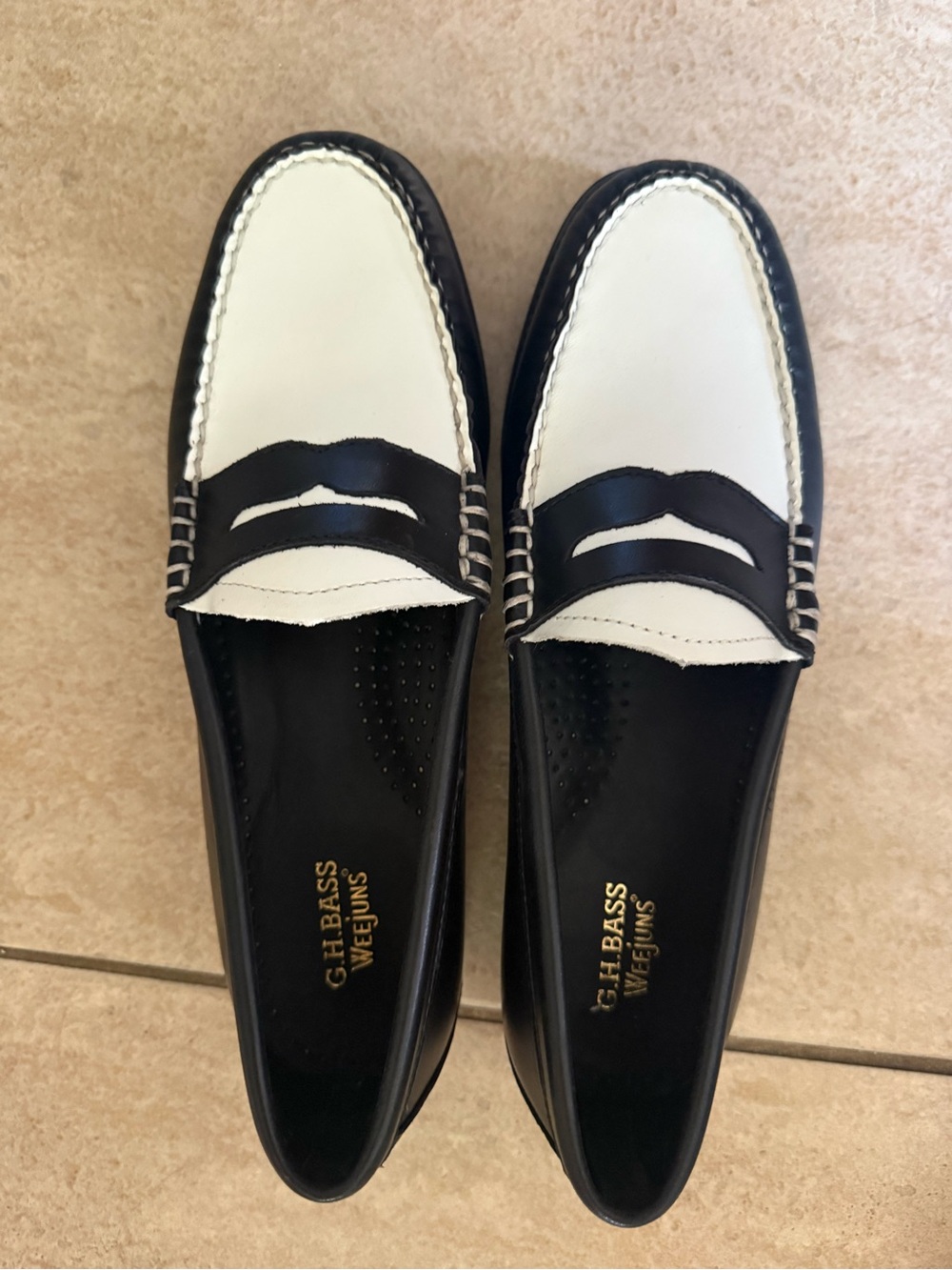 G.H. Bass & Co. Black and White Penny Loafers - Men